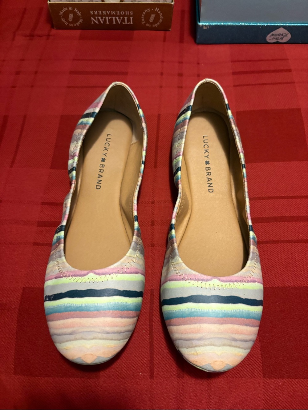 Lucky Brand Pastel Multicolor Striped Ballet Flats